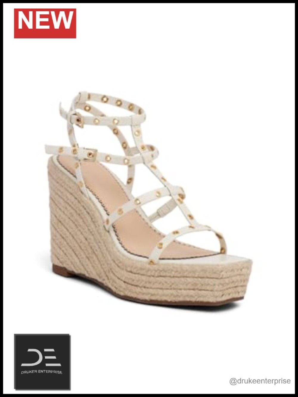 Cinq a Sept Norah Grommet Espadrille Wedge Sandals 4.5" Heel Leather